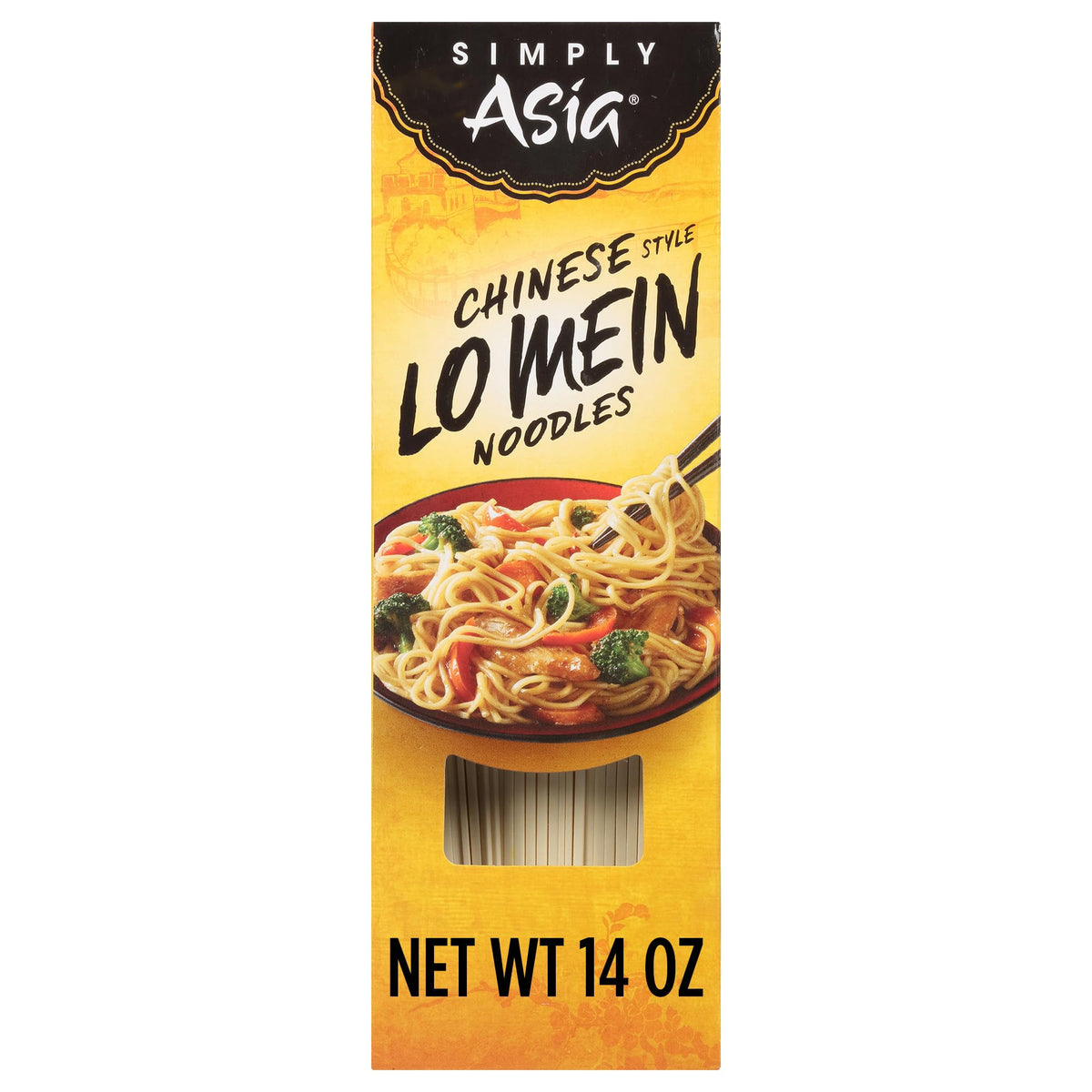 Cooking Simply Asia Lo Mein noodles for a quick weeknight meal.