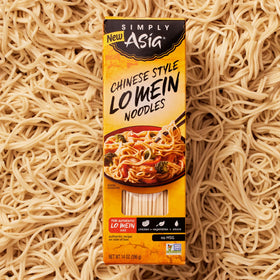 Serving Simply Asia Lo Mein noodles with fresh veggies and sauce.