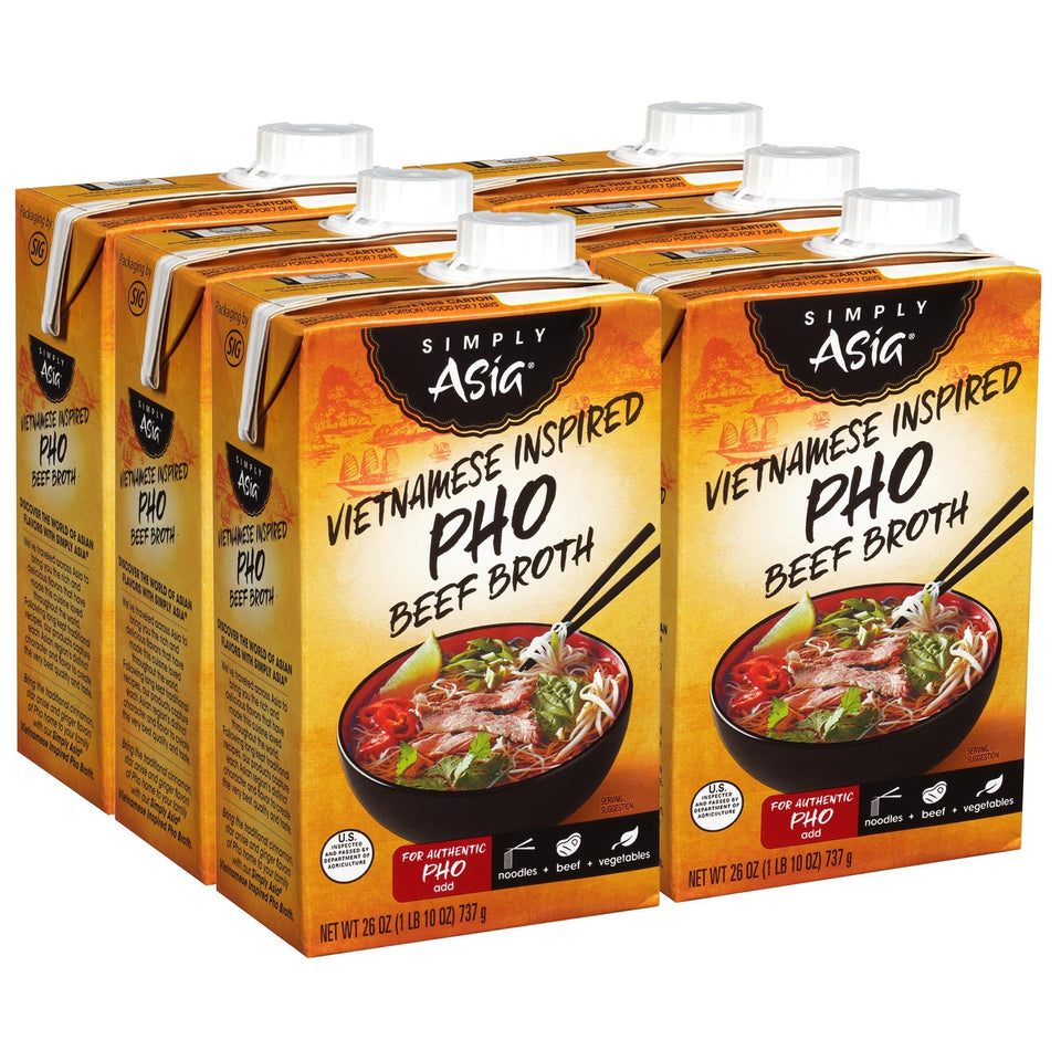 Simply Asia Pho Beef Broth bottle front view for easy home pho