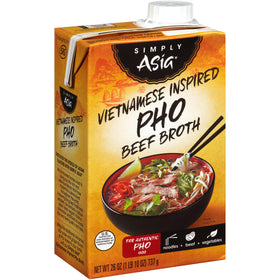 Simply Asia Pho Beef Broth label highlights gluten-free recipe base