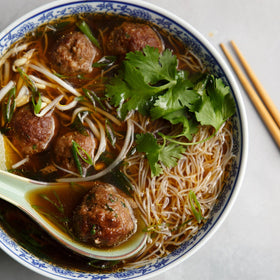 Close-up of spice blend in Simply Asia Pho Beef Broth with cinnamon and star anise