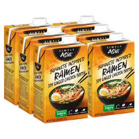 Simply Asia ramen broth poured with ginger aroma for depth
