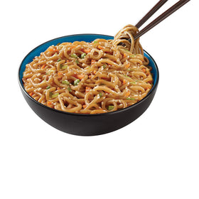 Noodles close-up from Simply Asia highlighting authentic strands.