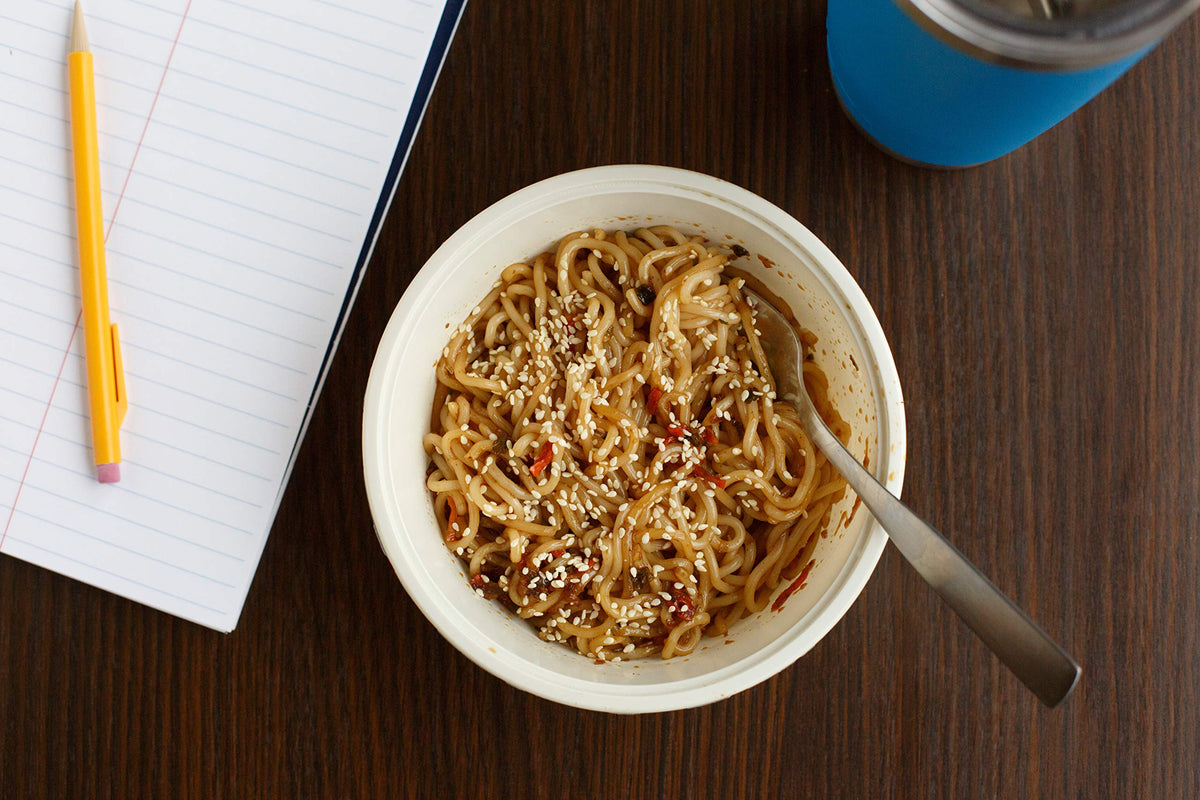 Toasted sesame topping on Simply Asia noodle bowl adds crunch.