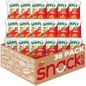 Simply Cheetos Crunchy White Cheddar 36-pack bags ready for sharing