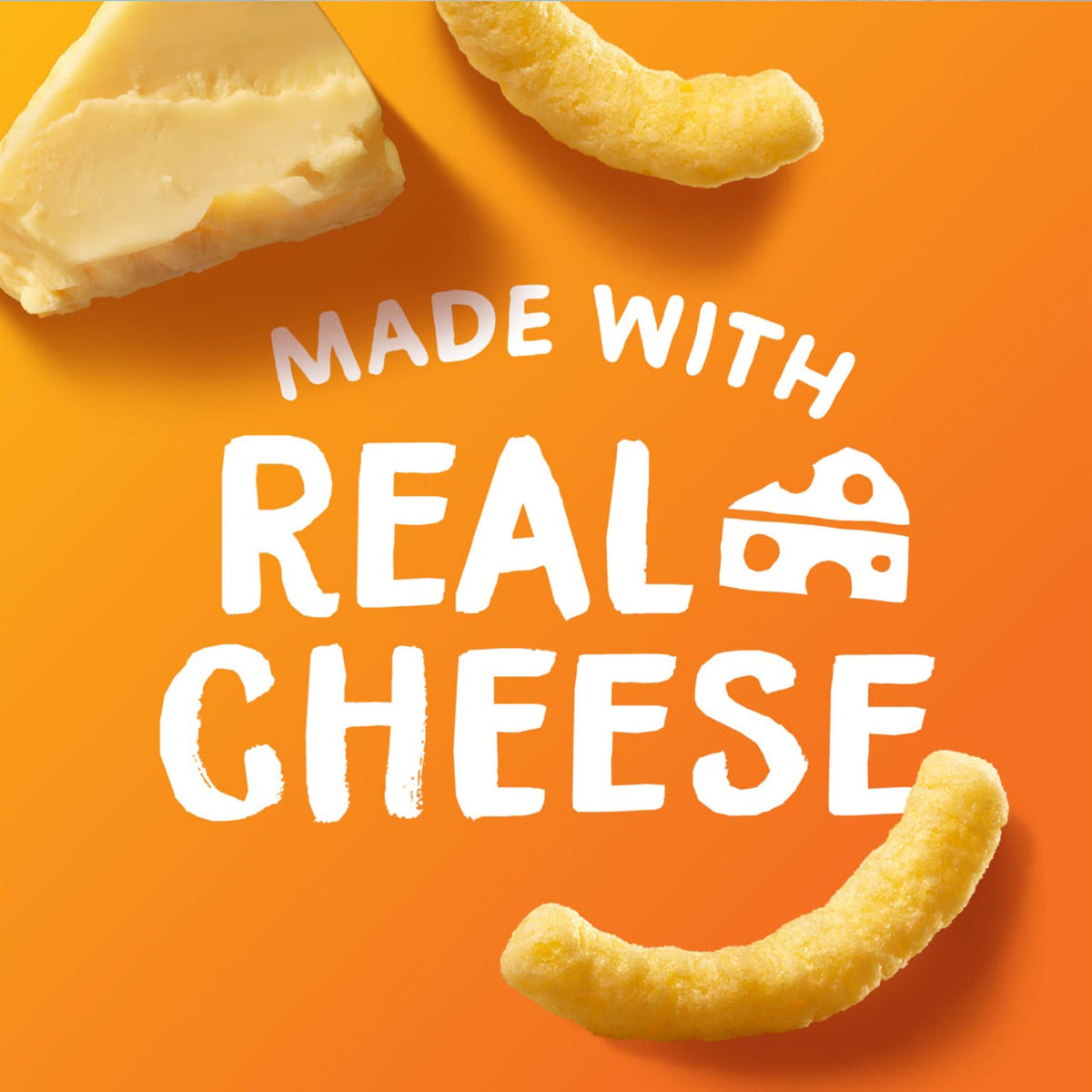 Simply Cheetos White Cheddar Puffs close-up showing cheddar cheese crunch
