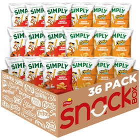 Simply Cheetos White Cheddar Crunchy and Puffs variety pack—shareable assortment.