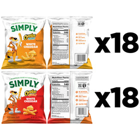 Simply Cheetos White Cheddar Puffs and Crunchy Pack with bold cheddar flavor for movie night.