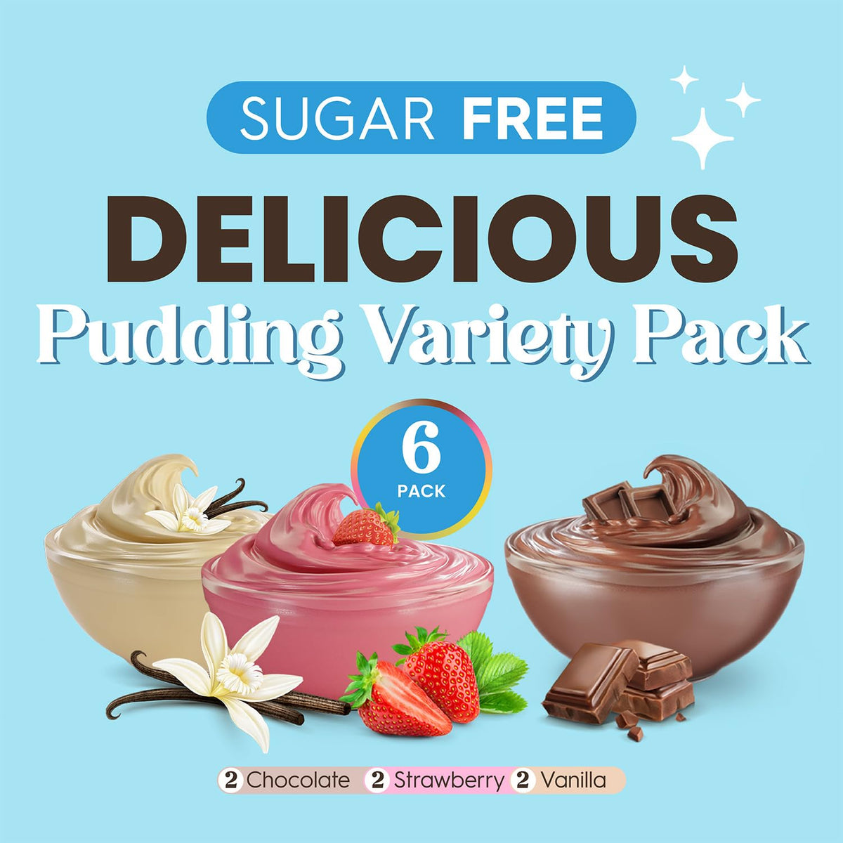 Simply Delish Chocolate pudding packet highlighting sugar-free treat