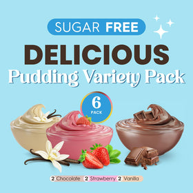 Simply Delish Chocolate pudding packet highlighting sugar-free treat