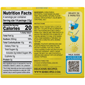 Simply Delish Lemon Pudding 6-pack side panel highlighting ingredients and nutrition