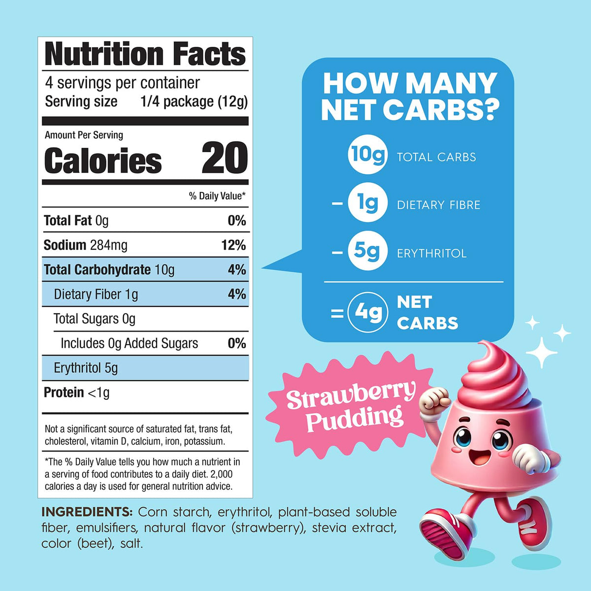 Simply Delish low-calorie pudding with nutrition-focused packaging