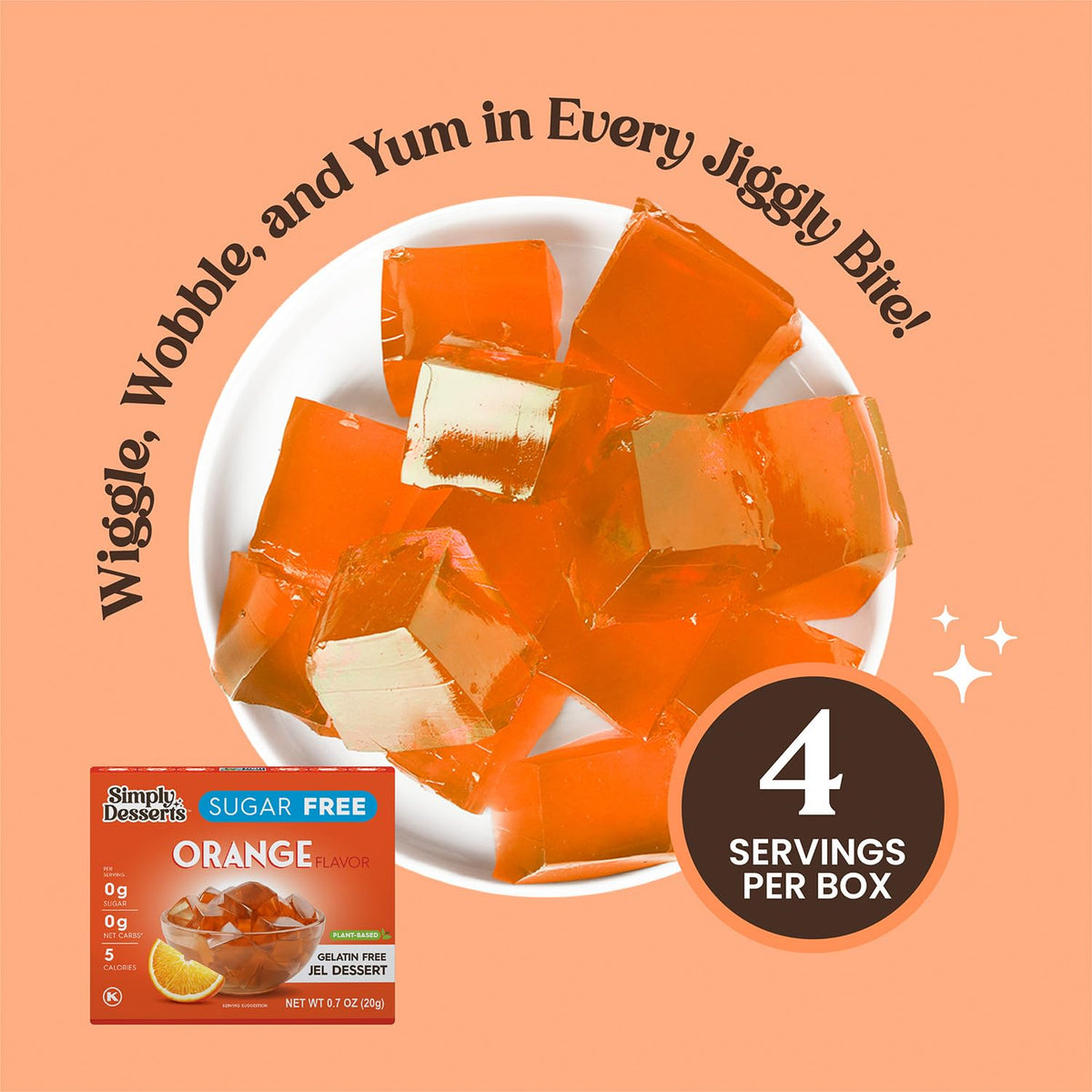 Simply Delish Orange Jel chilling in a glass bowl before serving.