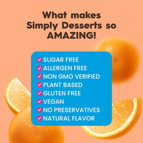 Simply Delish Orange Jel served in a clear glass, a refreshing cold treat.