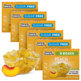 Simply Delish Peach Jel packaging ready for a sugar-free dessert