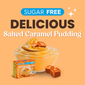 Pouring Simply Delish Salted Caramel Pudding reveals creamy texture.