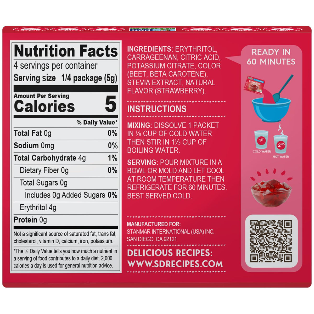Simply Delish Jel gluten-free label signals allergy-friendly dessert.
