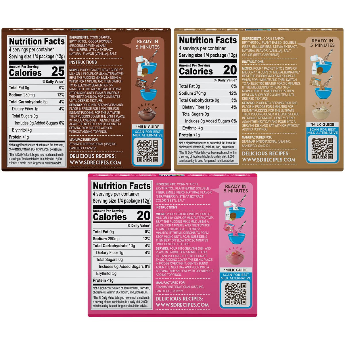 Simply Delish Strawberry pudding packet showcasing plant-based dessert use