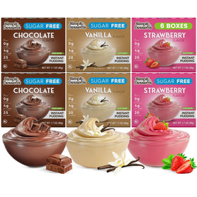 Simply Delish Vanilla pudding packet for quick, low-calorie indulgence