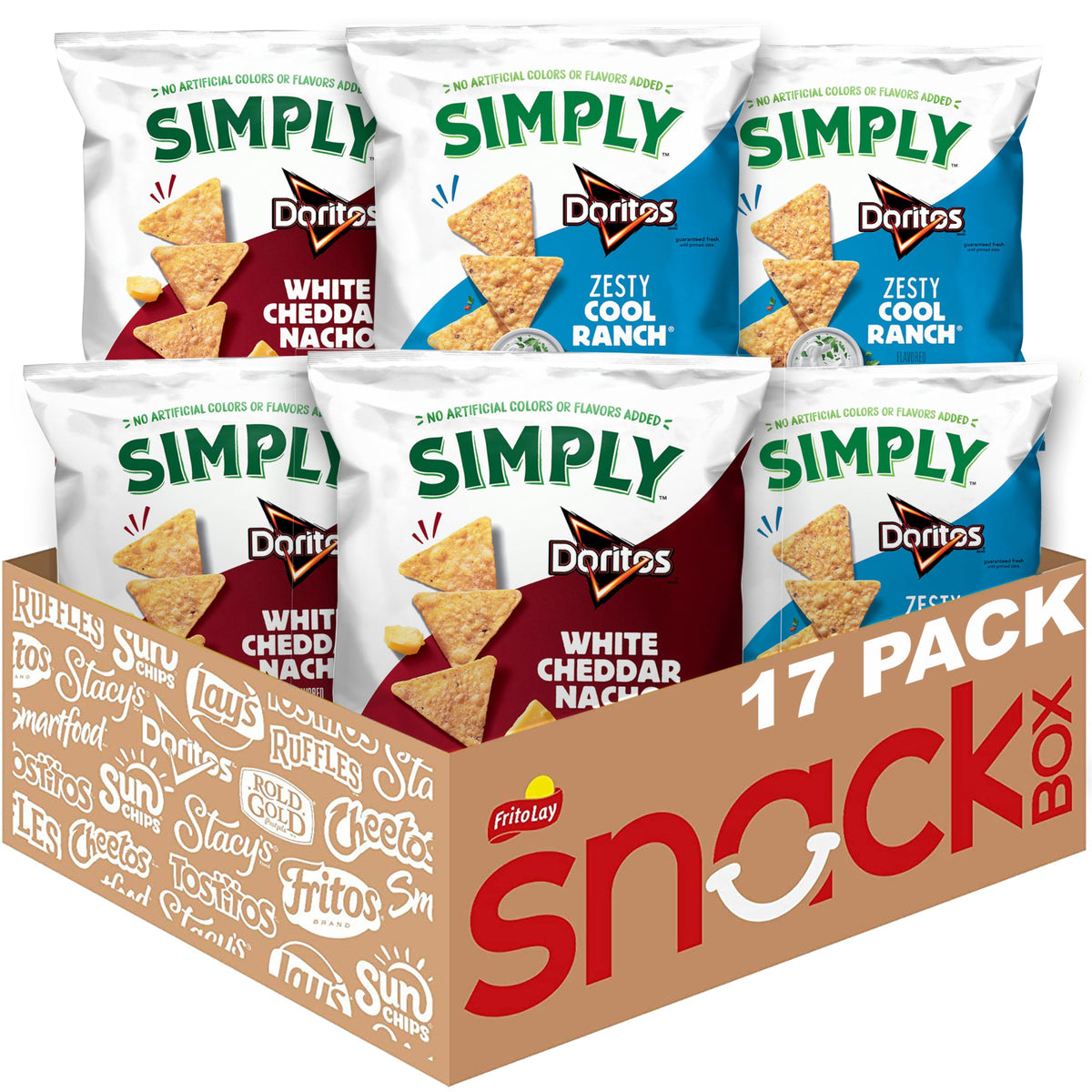 Simply Doritos White Cheddar Nacho bags ready for sharing at home.