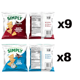 Simply Doritos Zesty Ranch bags for quick savory snacking moments.