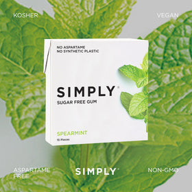 Aspartame-free Simply Gum with plant-based oils and natural flavors.