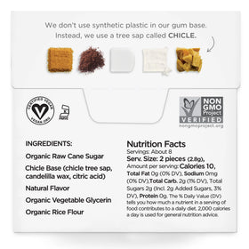 SIMPLY Gum Coffee open pack ready to chew with plant-based ingredients.