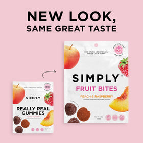SIMPLY Fruit Bites gluten-free-kosher badge emphasizes accessibility for diverse diets and celebrations
