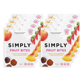 SIMPLY Fruit Bites peach-raspberry pack shows real fruit flavor and portable snacking benefits