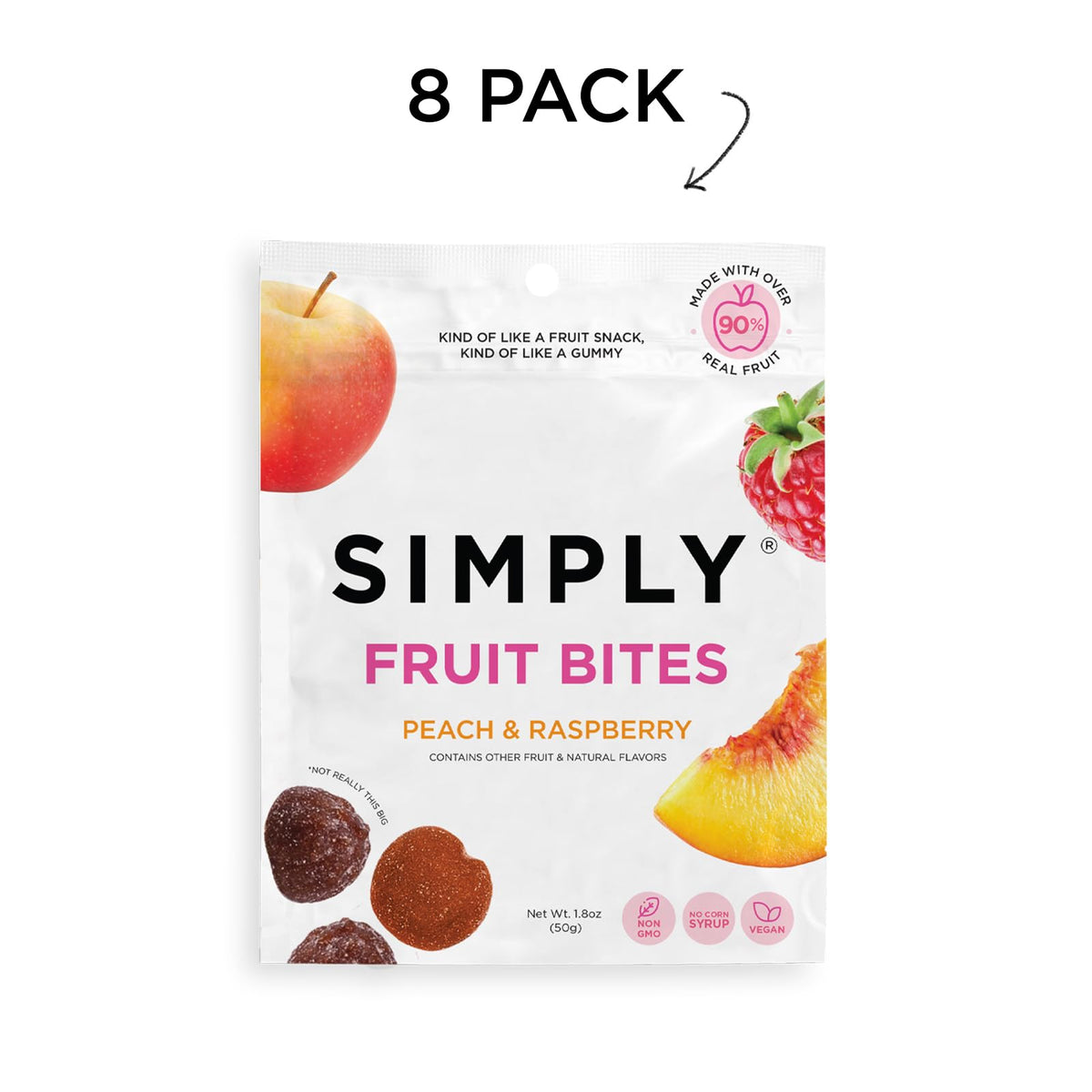 SIMPLY Fruit Bites real-fruit-90-percent highlight fruit-forward taste from puree and juice