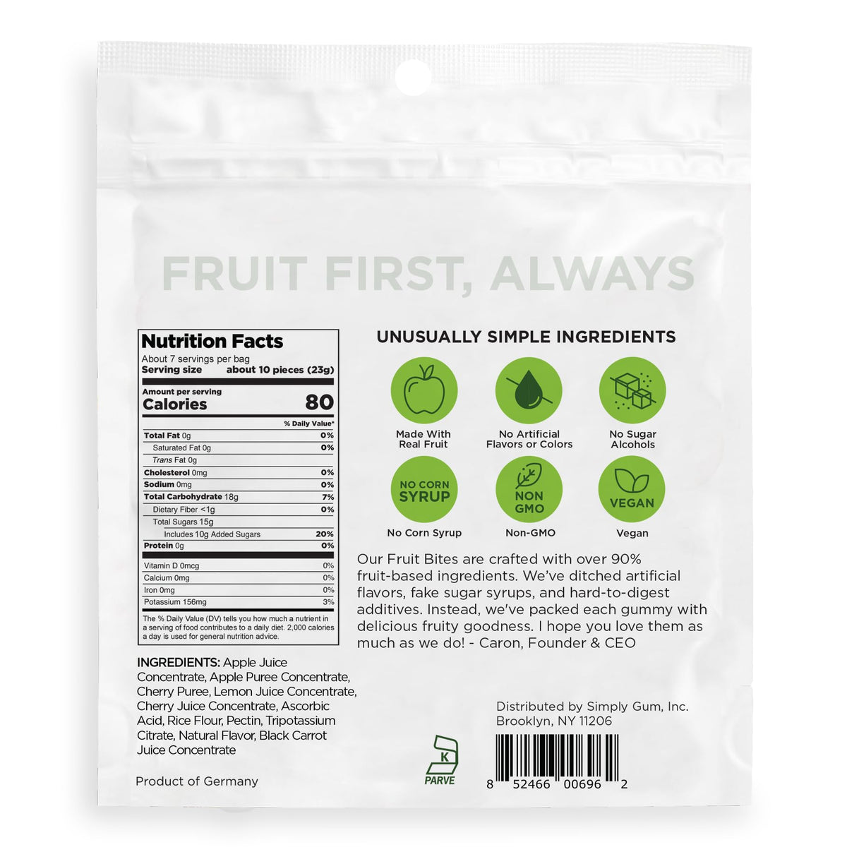 Simply Gum Fruit Bites soft-chewy-texture close-up, ideal for kids' lunches