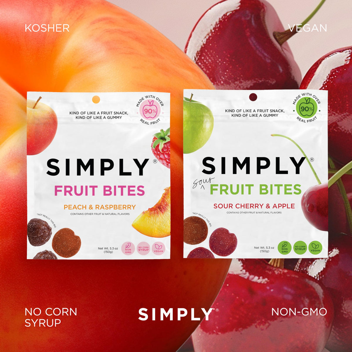 Close-up of soft chewy texture of Simply Gum Fruit Bites for a satisfying bite