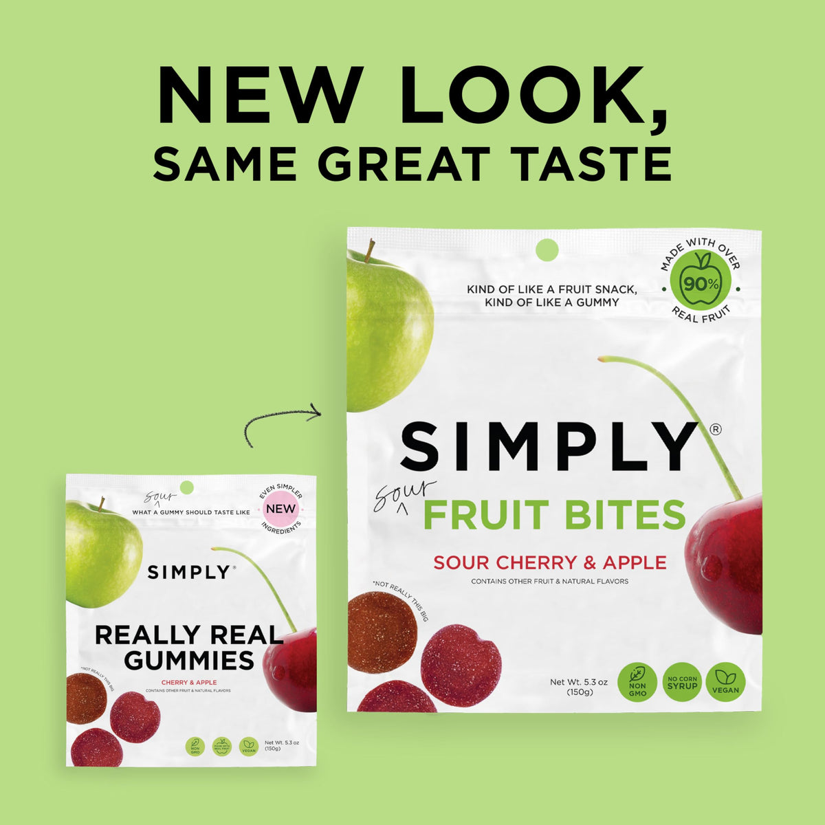Simply Gum Fruit Bites sour-cherry-apple blend showcases real fruit flavor