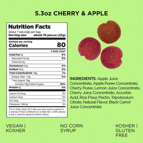 Sour cherry and apple flavor profile showcased in Simply Gum Fruit Bites assorted 2-pack