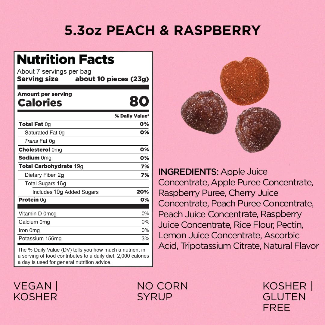 Vegan gluten-free kosher certification shown on Simply Gum Fruit Bites packaging