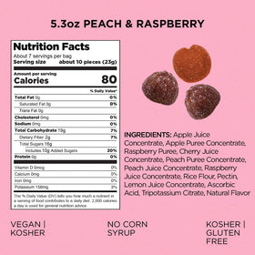 Vegan gluten-free kosher certification shown on Simply Gum Fruit Bites packaging