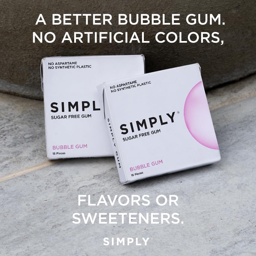 Simply Gum made-in-USA seal on pack signals small-batch craftsmanship