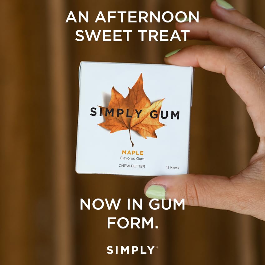 SIMPLY GUM Maple breath-fresh chew in action.