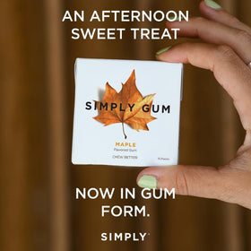 SIMPLY GUM Maple breath-fresh chew in action.