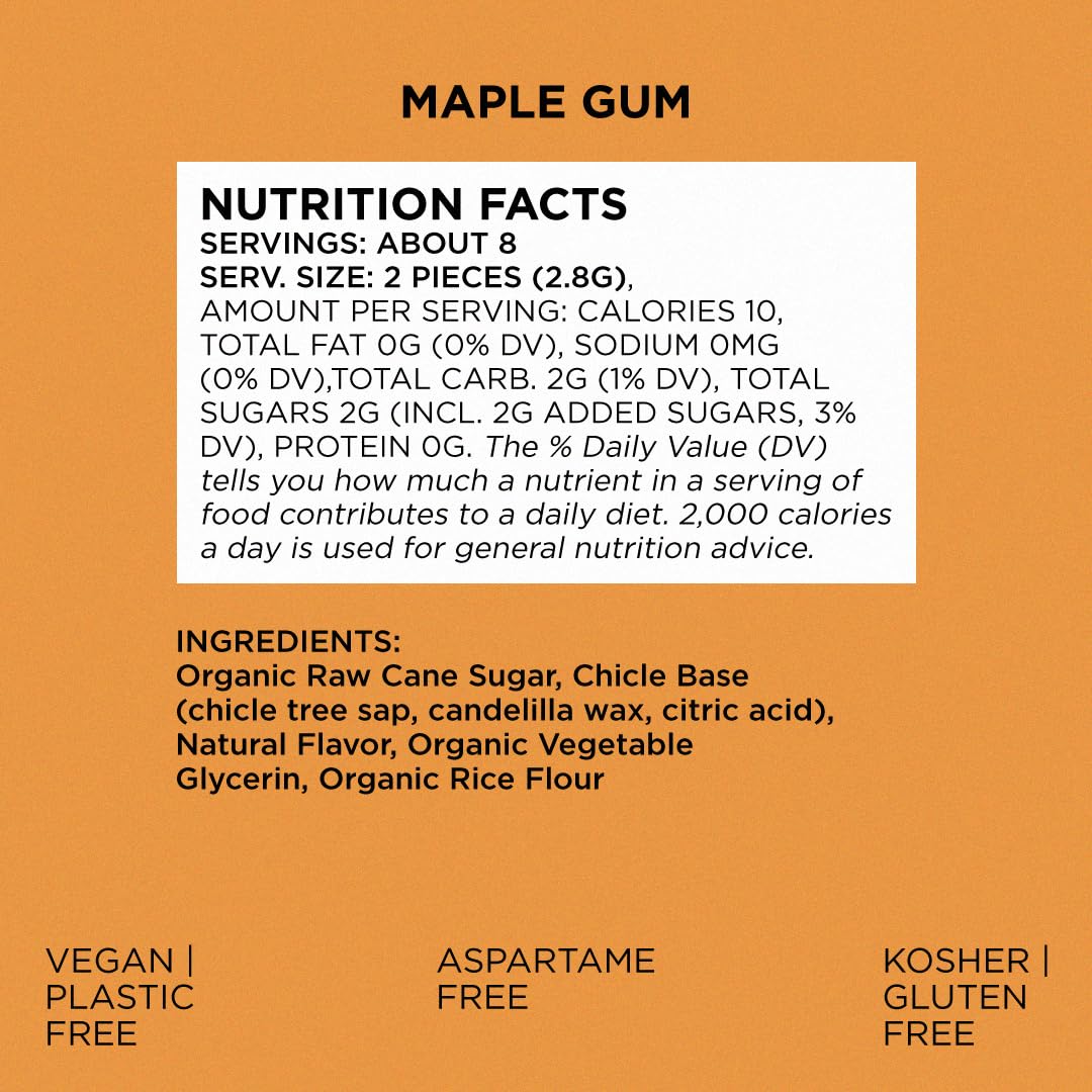 SIMPLY GUM Maple flavor close-up emphasizes maple taste and aroma.