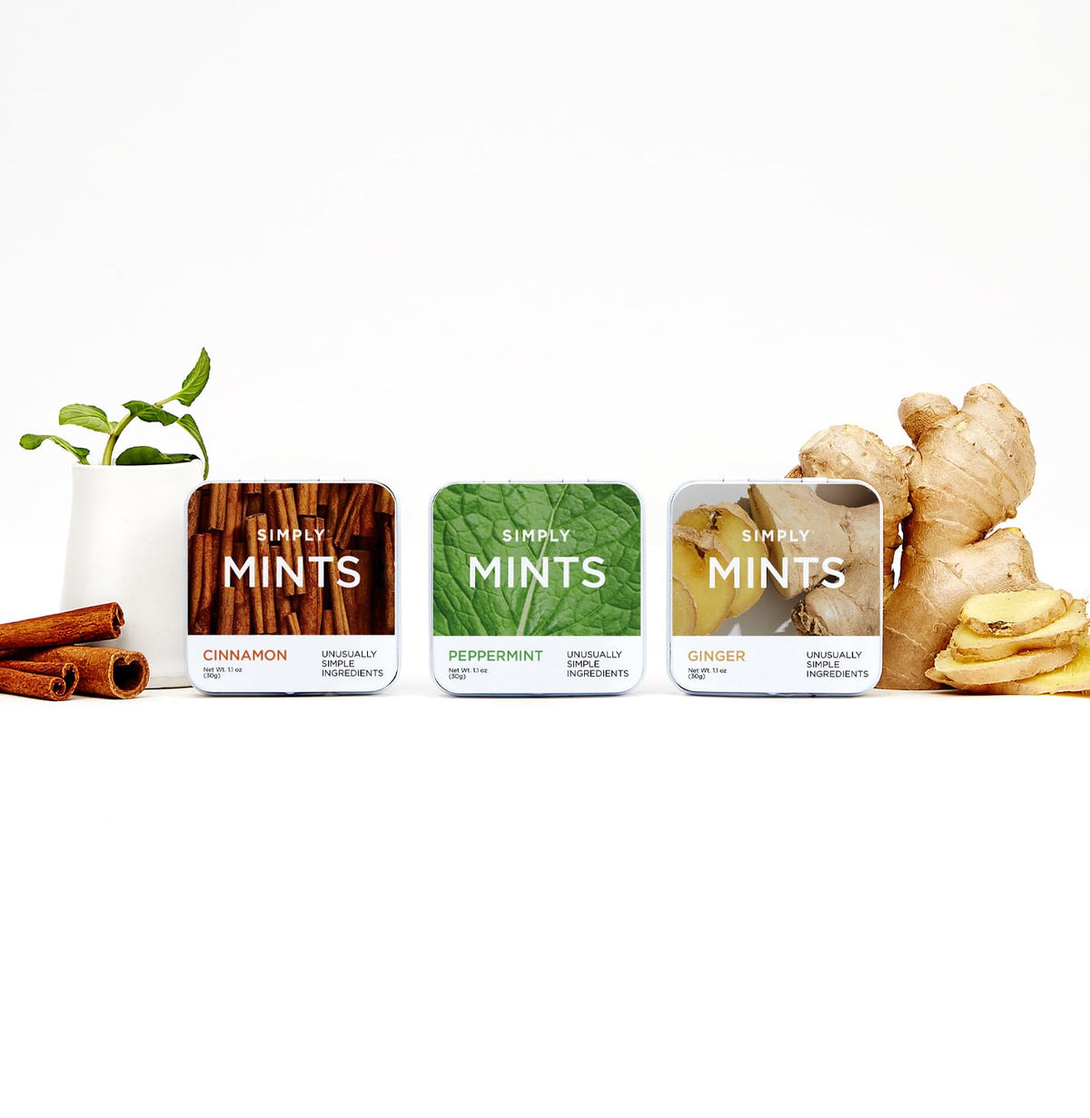Simply Gum brand logo close-up emphasizes transparency and real ingredients