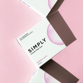 Simply Gum natural chicle base closeup emphasizes plastic-free chewing experience