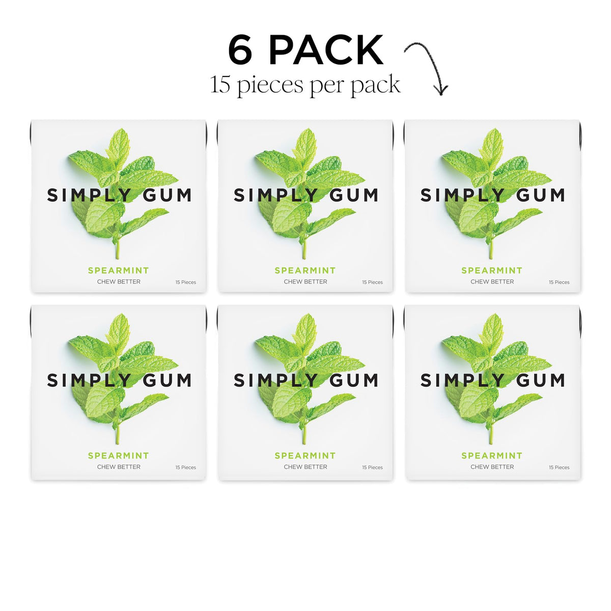 Simply Gum natural ingredients list on wrapper highlights authentic flavor.