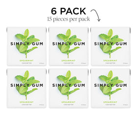 Simply Gum natural ingredients list on wrapper highlights authentic flavor.