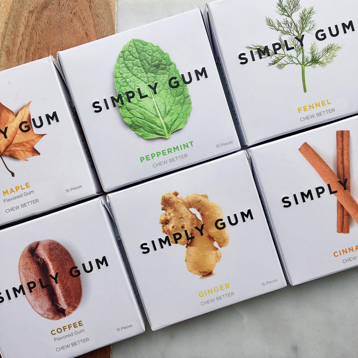 Natural plant oils deliver real flavor in Simply Gum for breath refreshment