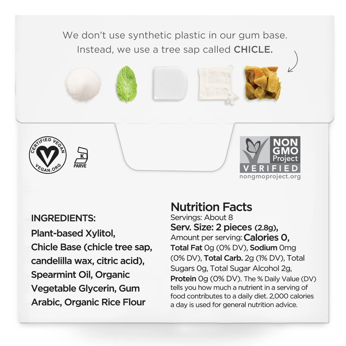 Natural plastic-free base from Simply Gum for a cleaner chew experience.