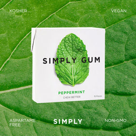 Simply Gum Peppermint plastic-free wrap emphasizing sustainable chewing