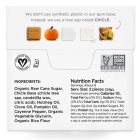 Simply Gum Pumpkin Spice gum pieces close-up shows natural texture and plant-based flavor.
