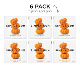 Simply Gum Pumpkin Spice USA-made label reflects female-founded craftsmanship.