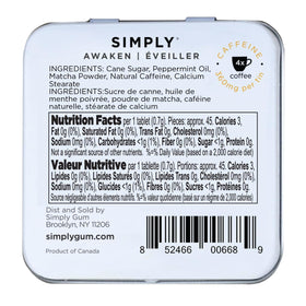 Simply Gum SIMPLY MINTS caffeinated tin open showing mints ready for a quick energy boost.